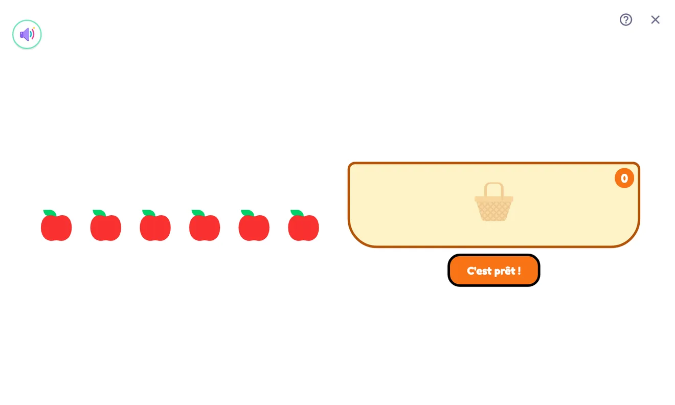 Le panier de pommes : glisser le bon nombre de pommes dans le panier
